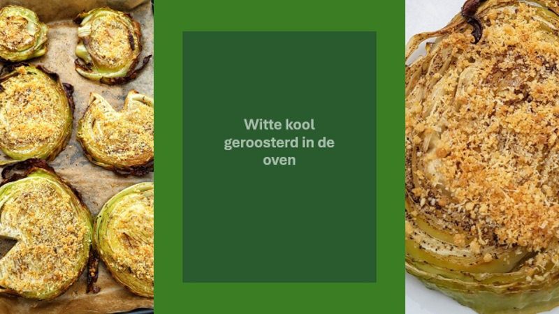 Witte kool geroosterd in de oven