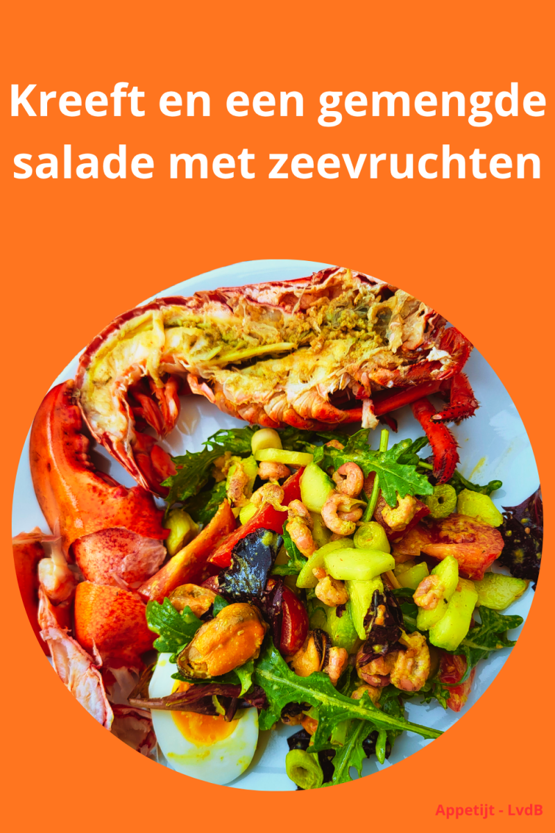 Kreeft en gemengde salade met zeevruchten