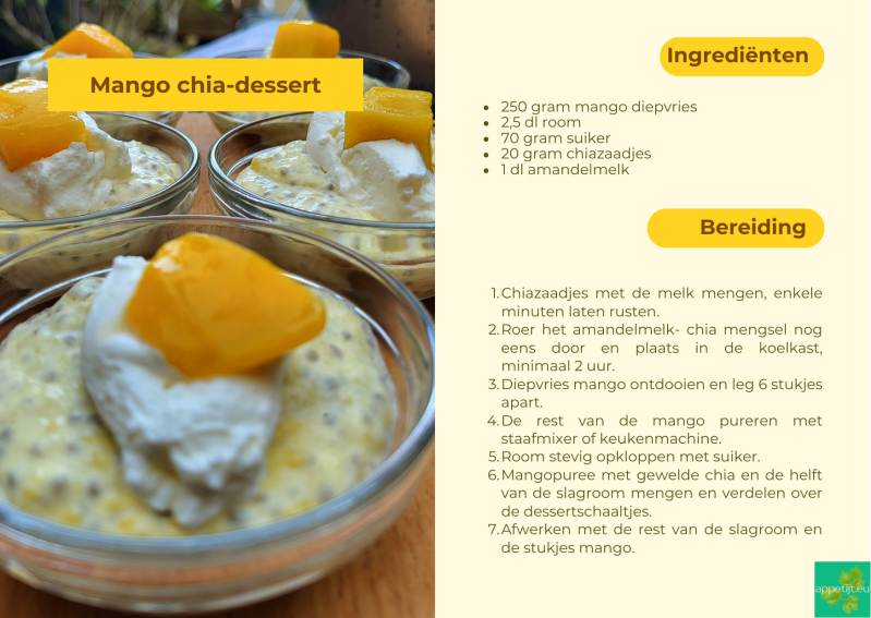 Mango chia-dessert