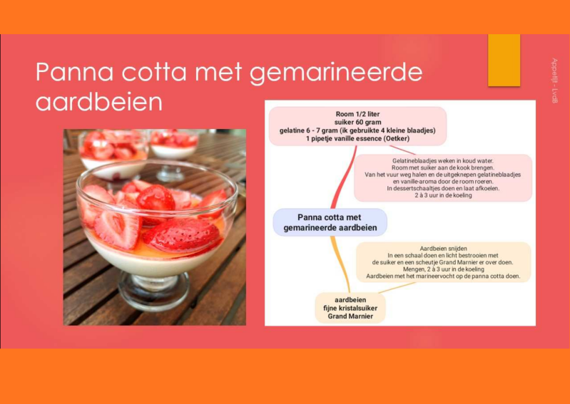 Panna cotta met gemarineerde aardbeien