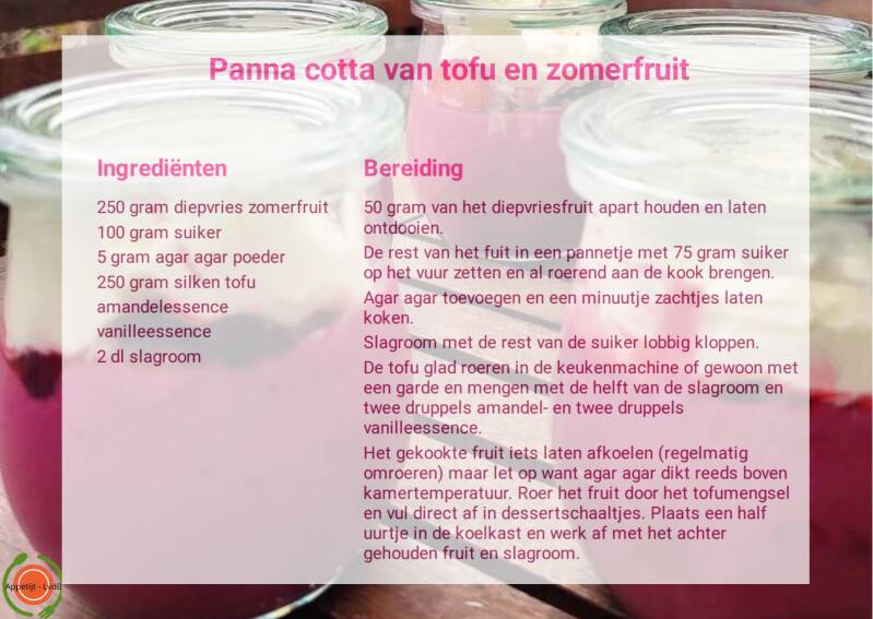 Recept Panna cotta van tofu en zomerfruit