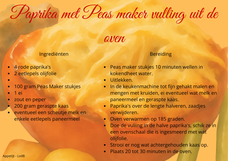 Paprika met Peas maker vulling uit de oven