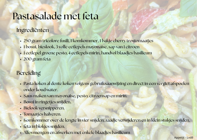 Pastasalade met feta