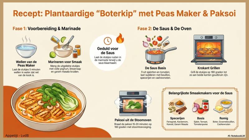 Recept: plantaardige boterkip met Peas Maker & paksoi