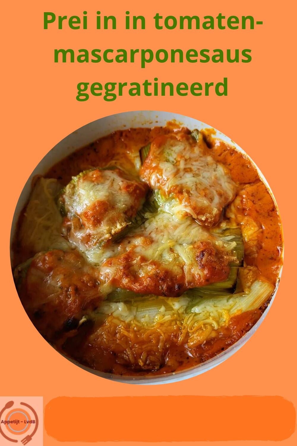 Prei in tomaten mascarponesaus gegratineerd