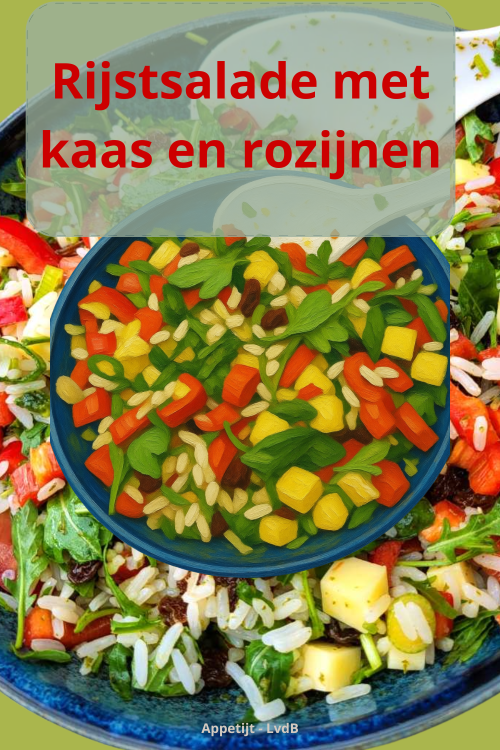 Rijstsalade met kaas en rozijnen