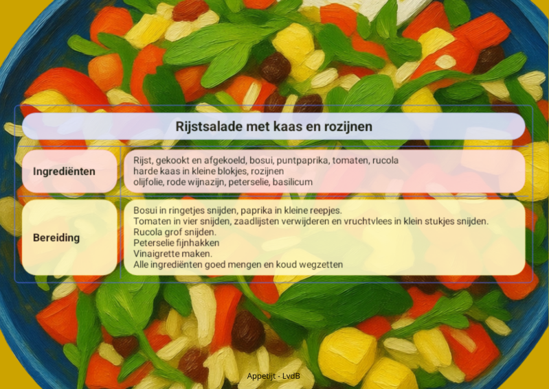 Microrecept Rijstsalade met kaas en rozijnen