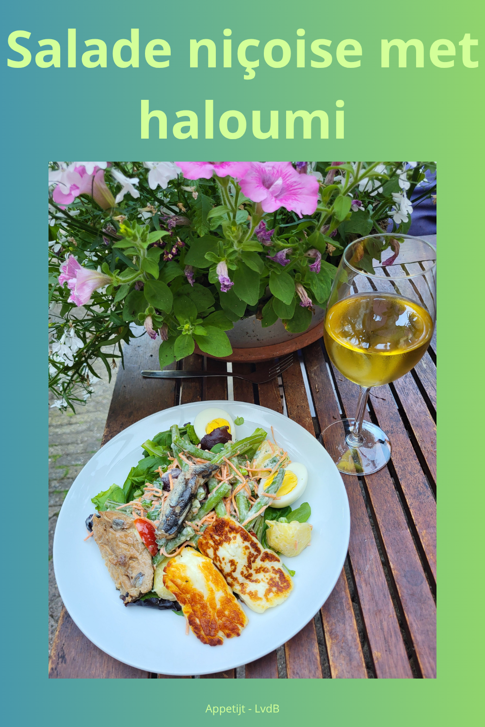 Salade nicoise met haloumi