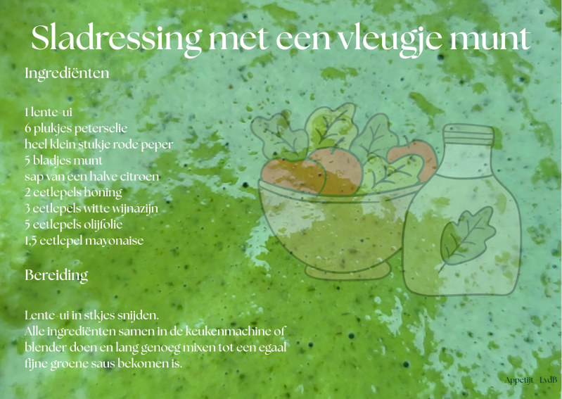 Sladressing met een vleugje munt