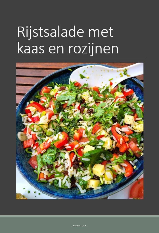 Rijstsalade met kaas en rozijnen