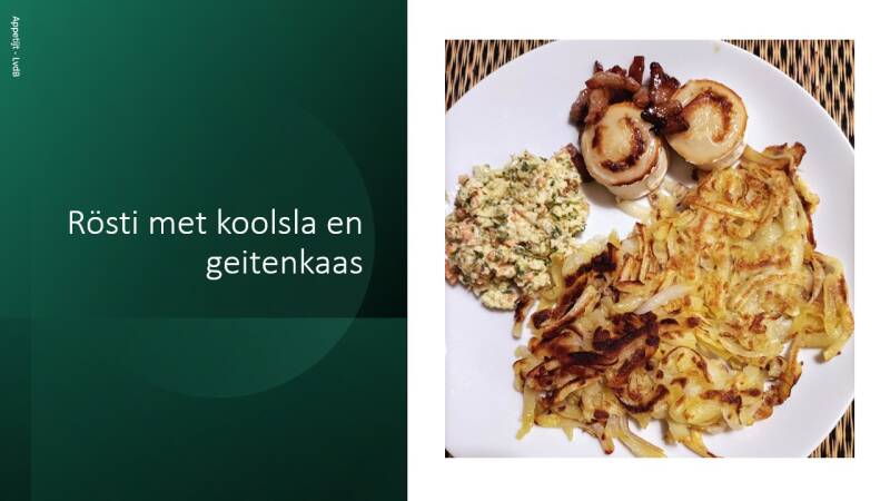 Rösti met koolsla en geitenkaas