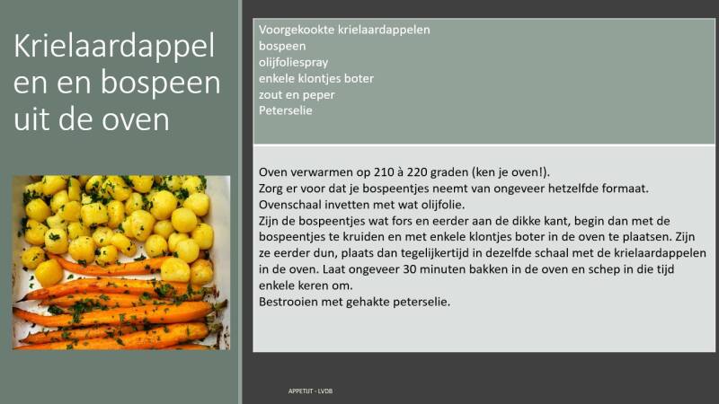 Recept krielaardappelen en bospeen uit de oven