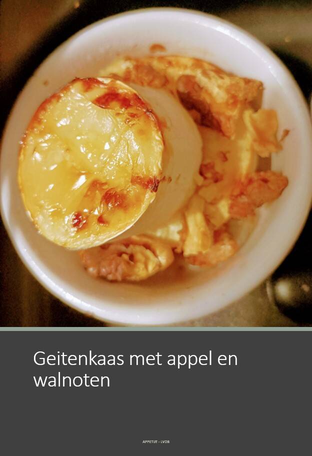 Dessert: geitenkaas met appel en walnoten