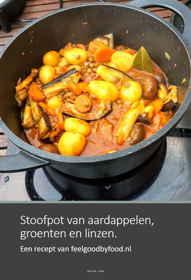Stoofpot van aardappelen, groenten en linzen. Een recept van feelgoodbyfood.nl