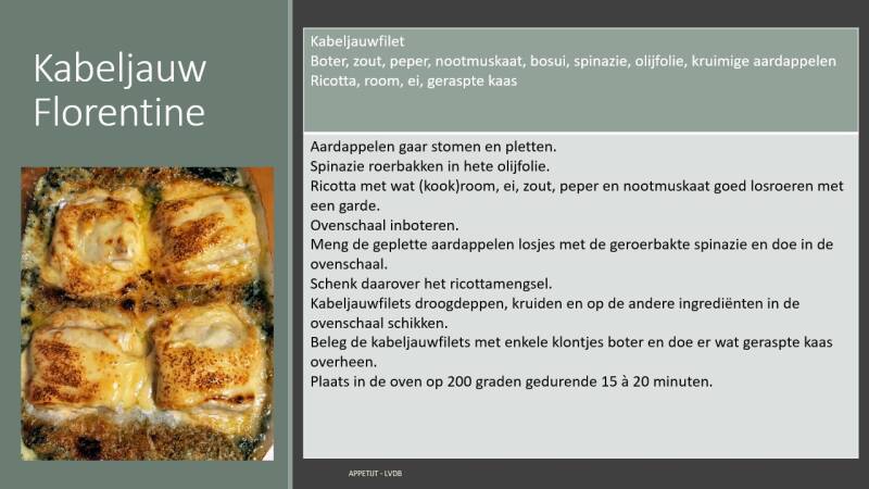 Receptfiche kabeljauw Florentine