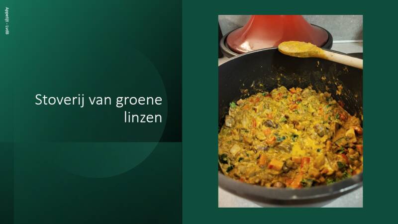 Stoverij van groene linzen