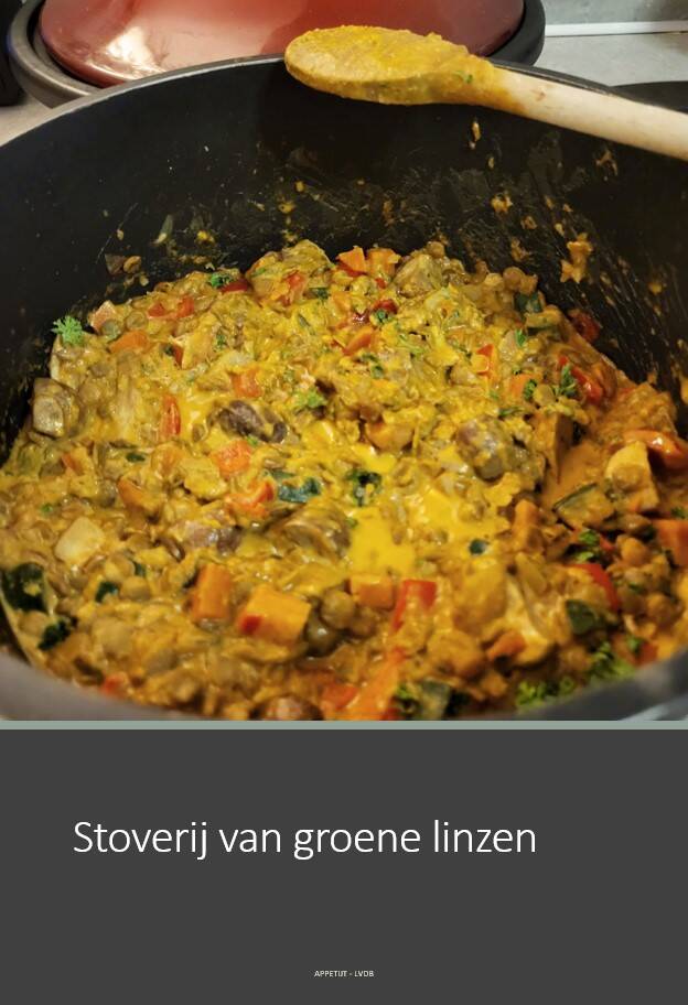 Stoverij van groene linzen
