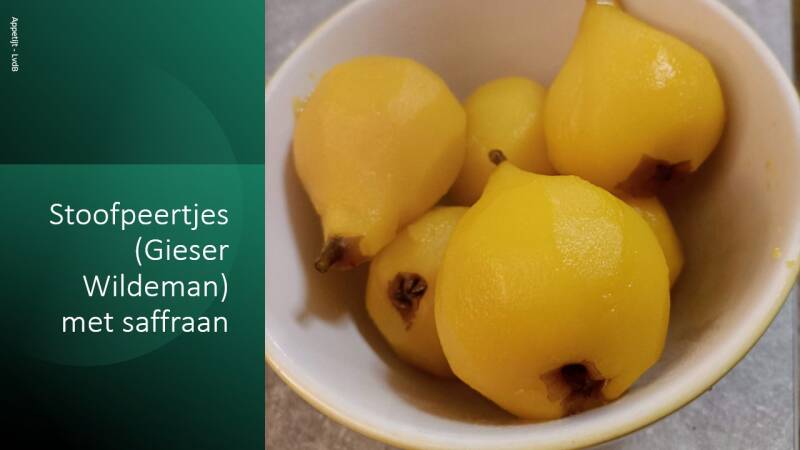 Stoofpeertjes (Gieser Wildeman) met saffraan