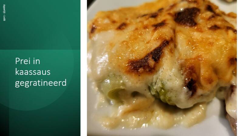 Prei in kaassaus gegratineerd
