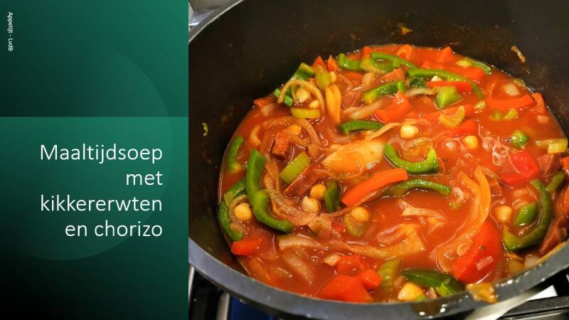 Maaltijdsoep met kikkererwten en chorizo
