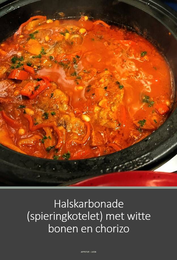 Halskarbonade met witte bonen en chorizo