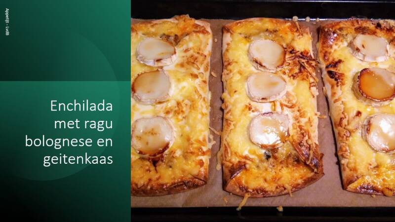 Enchiladas met ragu bolognese en geitenkaas