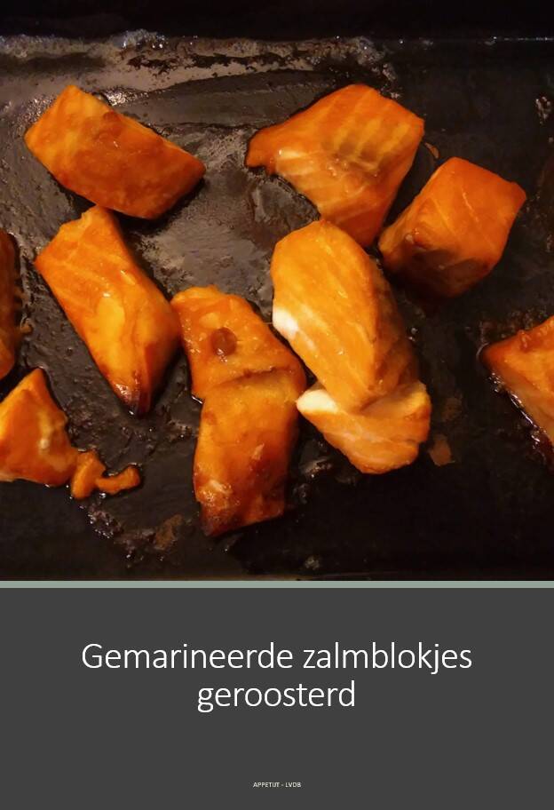 Zalmblokjes gemarineerd en gegrild in de oven
