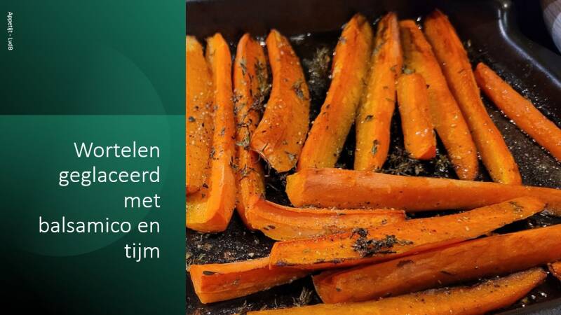 Wortelen geglaceerd met balsamico en tijm