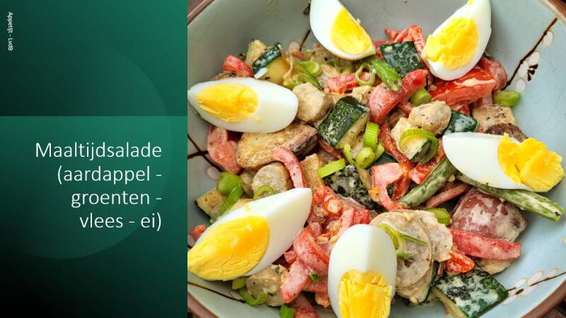Maaltijdsalade (aardappel - groenten - vlees - ei)