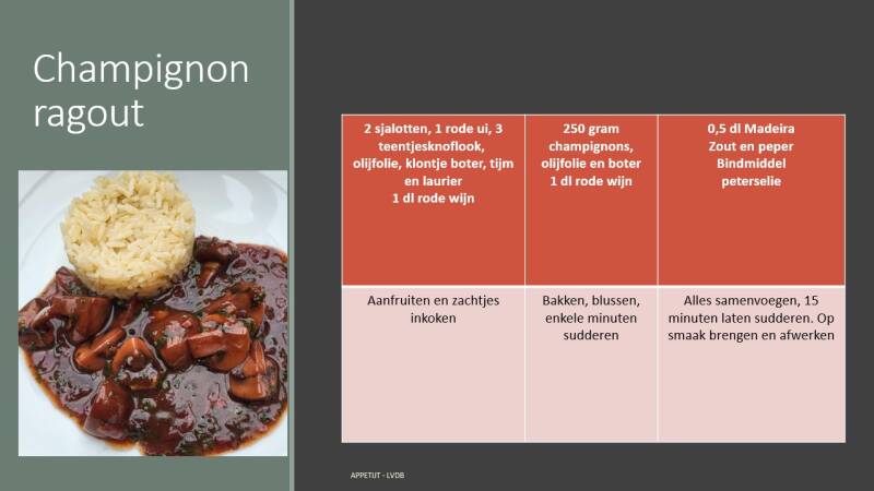 Champignonragout schema bereiding