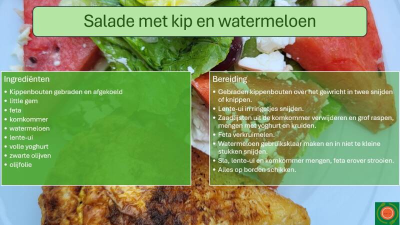 Salade met kip en watermeloen, ingrediënten en bereiding