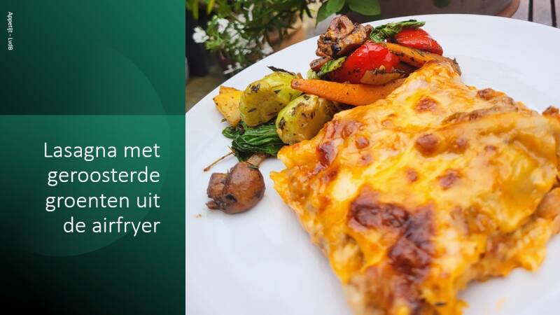 Lasagna met geroosterde groenten uit de airfryer
