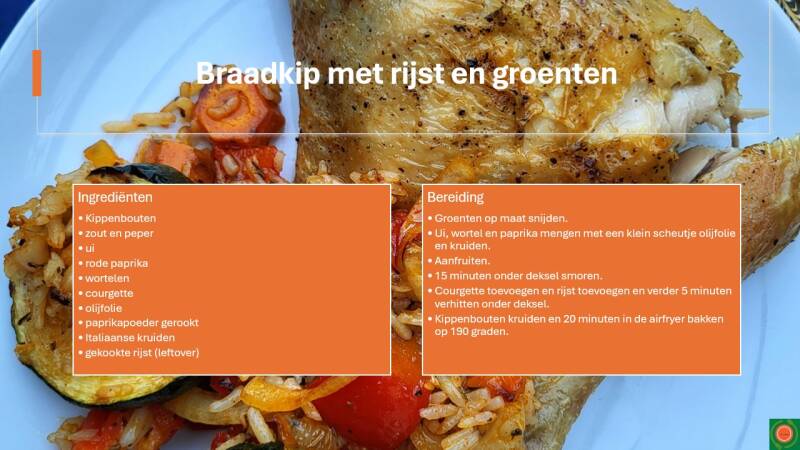 Braadkip met rijst en groenten