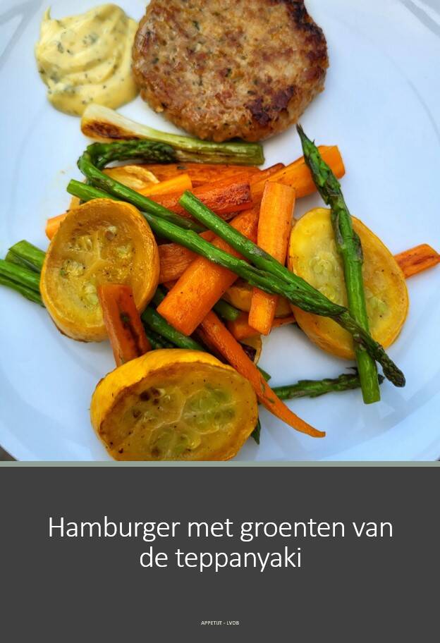 Hamburger met groenten van de teppanyaki
