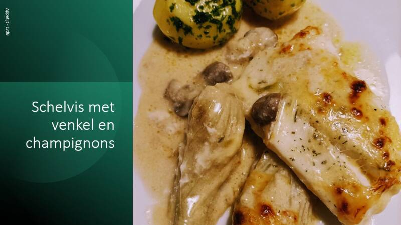 Schelvis met venkel en champignons
