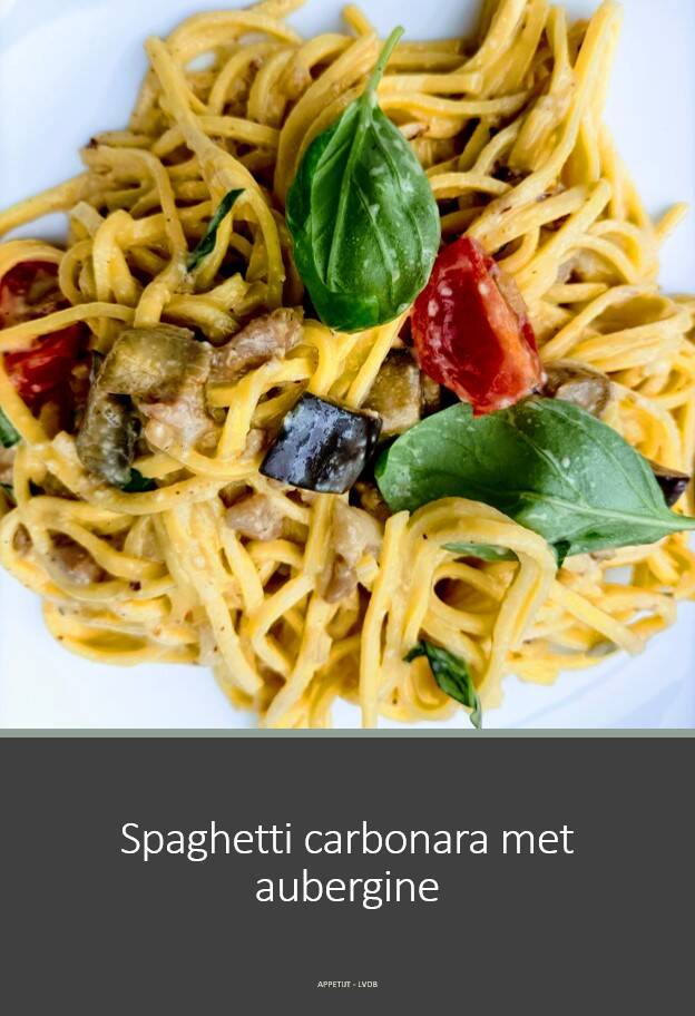 spaghetti carbonara met aubergine