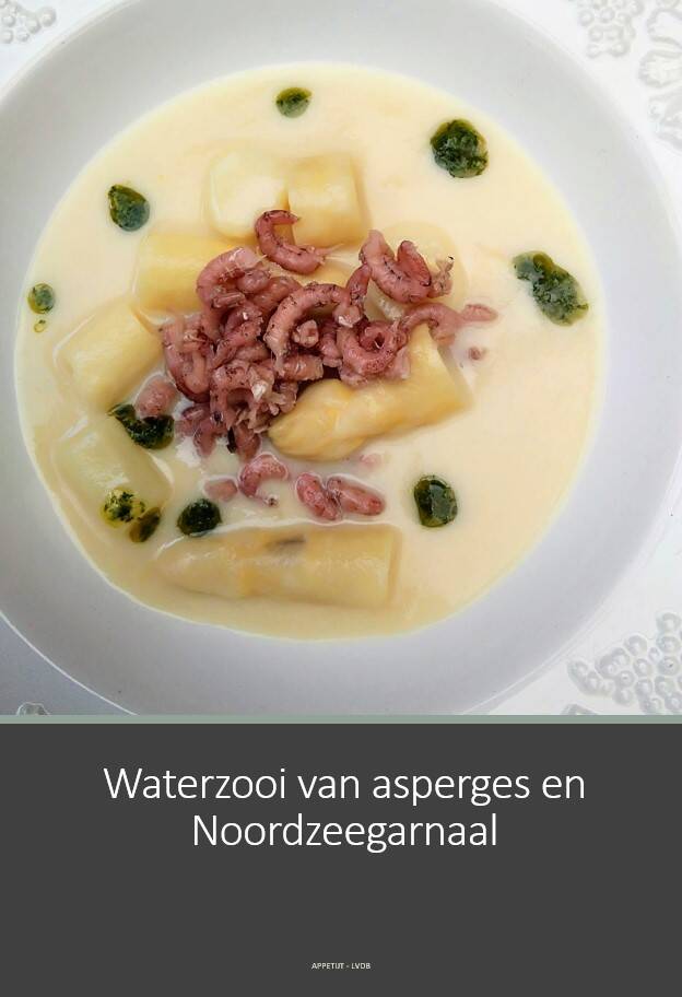 Waterzooi van asperges en Noordzeegarnalen