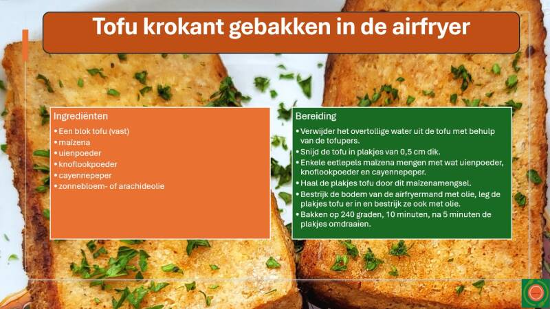 Tofu krokant gebakken in de airfryer, ingrediënten en bereiding