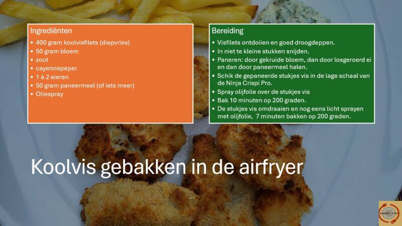 Koolvis gebakken in de airfryer, ingrediënten en bereiding