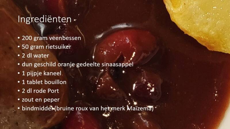 Ingrediënten voor veenbessen Portsaus