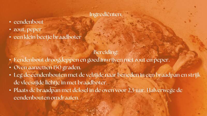 Ingrediënten en bereiding van gekonfijte eendenbout