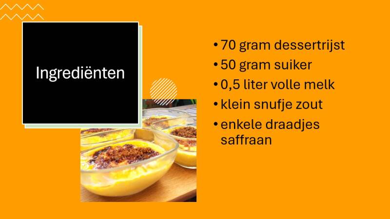 Rijstpudding met saffraan ingrediënten