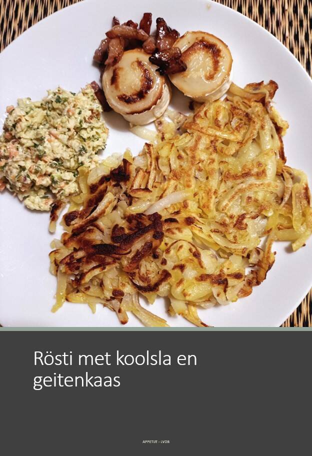 Rösti met koolsla en geitenkaas