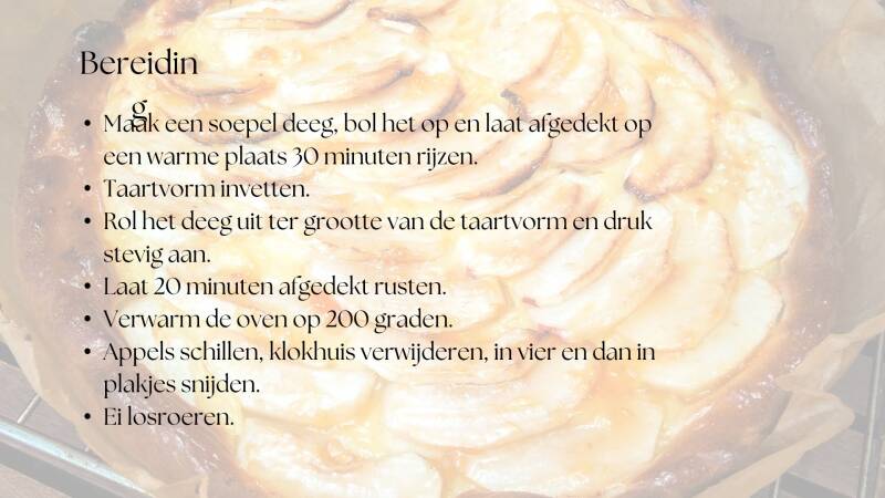 bereiding Open appeltaart