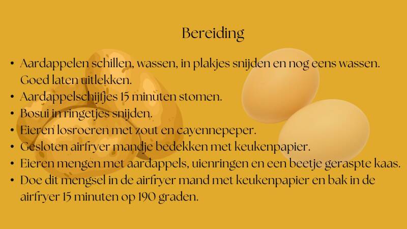 Bereiding aardappeltortilla