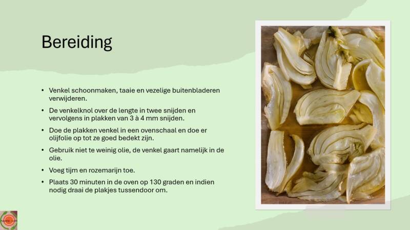 Ovenbereiding van venkel in olijfolie