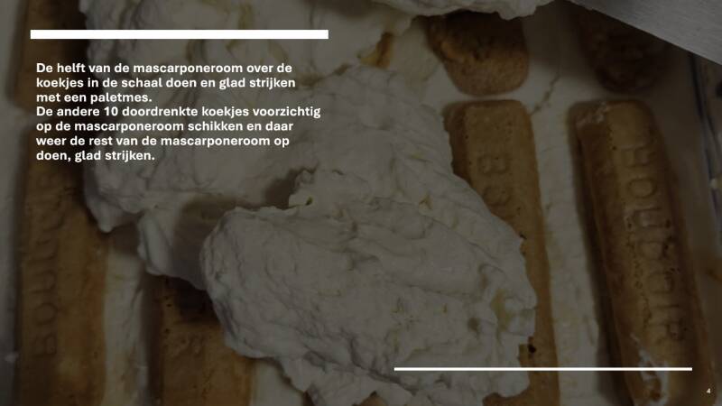 Bereiding Tiramisu (zonder ei, zonder alcohol) deel 3