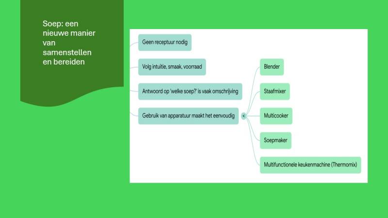 Soep, nieuwe manier van samenstellen en bereiden