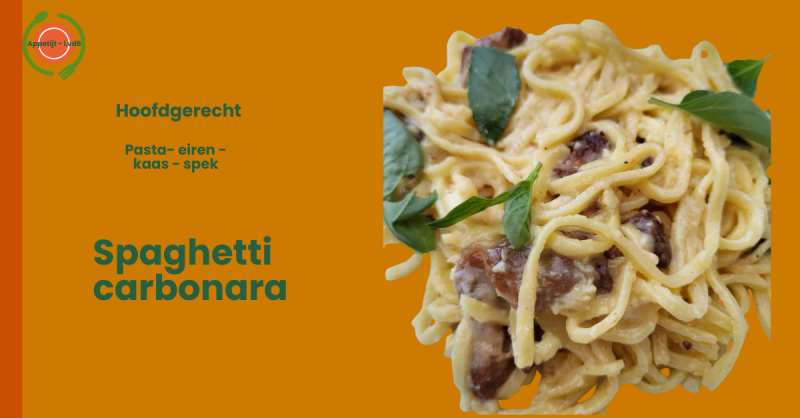 Spaghetti carbonara, hoofdgerecht pasta eiren kaas spek