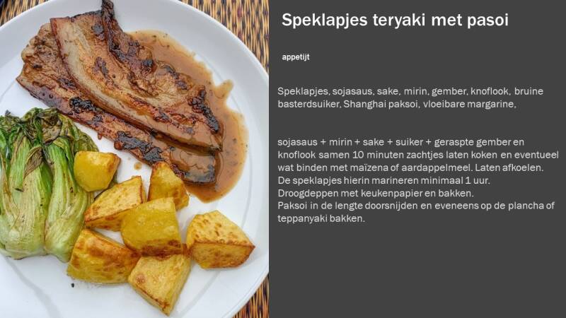 Speklapjes teriyaki met paksoi